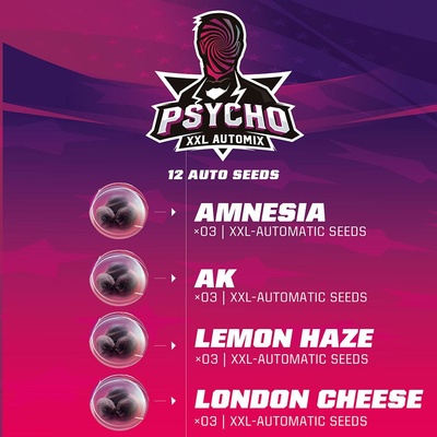 BSF Seeds Psycho XXL Automix semienka neobsahujú THC 12 ks