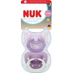 Nuk Силиконови залъгалки NUK First Choice - Day & Night, 6-18 м, за момиче, лилави, 2 броя (10176384) - ozone