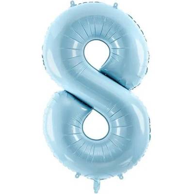 Party Deco Фолиев Балон Цифра, Светло Синьо, 86см - 8 (fb1p-8-001j)