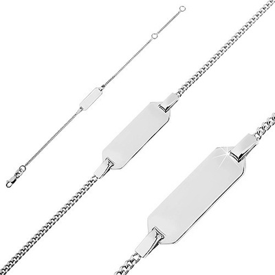 Šperky eshop stříbrný jemný řetízek a hladká známka T5.14