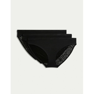 Marks & Spencer Комплект от три дамски черни дантелени бикини Marks & Spencer Marks & Spencer | Cheren | ЖЕНИ | XS