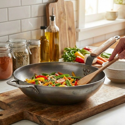 de Buyer Wok 5717.32 Mineral B Bois Wok 32 cm 5717.32