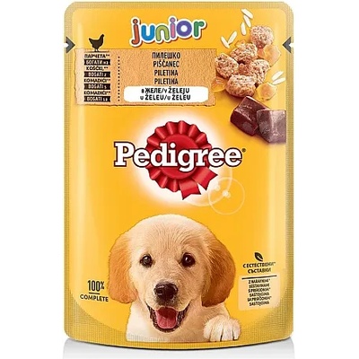 PEDIGREE Мокра храна за подрастващи кученца в желе Pedigree Junior пауч с пиле и ориз, 100 г