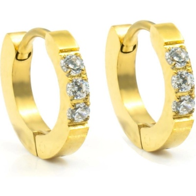 BRUNOshop.cz Náušnice kroužky s kamínky gold S3819