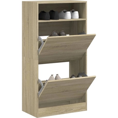 vidaXL Шкаф за обувки, сонома дъб, 60x34x116 см, инженерно дърво (840017)