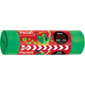 Paclan Ароматизирани торби за отпадъци Paclan - Multitop, 60 l, 14 броя, зелени (HGFP247)