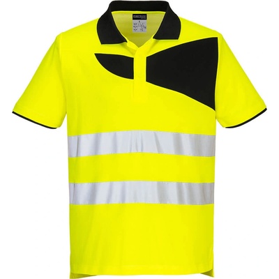 Portwest PW212 PW2 Hi-Vis polo tričko S/S žltá-čierna S