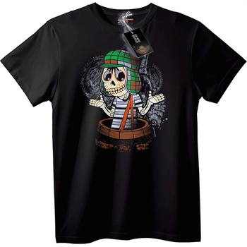 NOONEBRAND Тениска Череп с кариран шапка - 5XL, Black