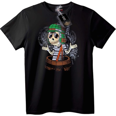 NOONEBRAND Тениска Череп с кариран шапка - 5XL, Black