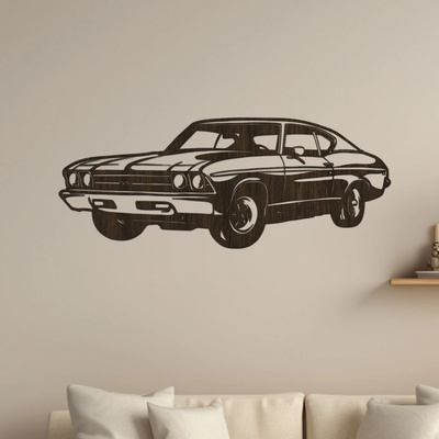 dřevo života Dřevěný obraz Chevrolet Chevelle SS F235 Rozměry (cm): 80x32, Zvolte barvu dekoru: Wenge