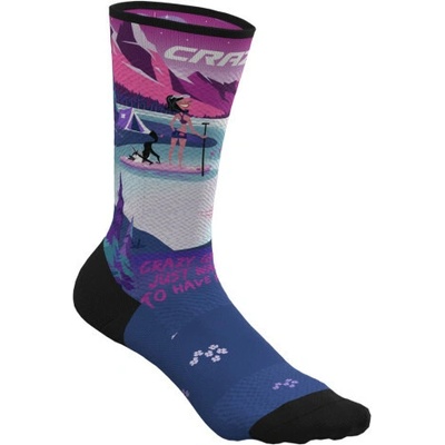 Crazy Crazy Socks I love Mountain fialová ružová