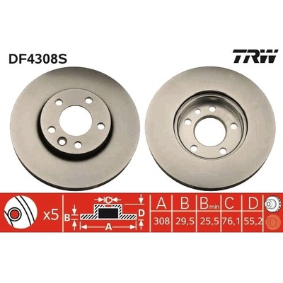 Brzdový kotouč TRW DF4308S TR DF4308S
