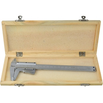 GEKO Měřítko posuvné kovové, 0-150mm x 0,02, dřevěná krabička