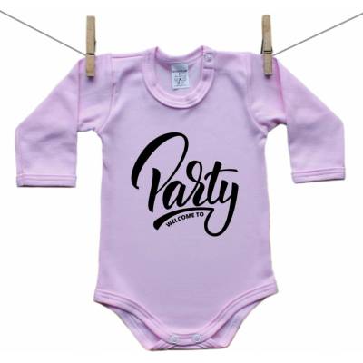 Boodyy Ružové Body s dlhým rukávom Welcome to party