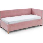 meise.möbel Розово тапицирано ъглово детско легло 90x200 cm с място за съхранение с включена подматрачна рамка Cool - Meise Möbel (2207-89-0900)