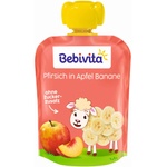 Bebivita Плодова закуска Bebivita - Пауч с ябълка, банан и праскова, 90 g (19060) - ozone