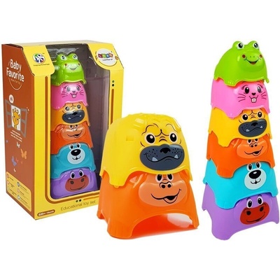 Lean Toys Detské pyramídové zvieracie poháre