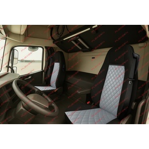  Комплект 1+1 тапицерия от еко кожа за volvo fh euro 6 2016-2020 - сиво-черно