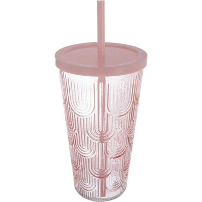 Orion Sklenice s brčkem Summer růžová 480 ml