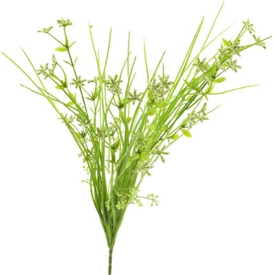 keř divokých květin s trávou krémová 43 cm