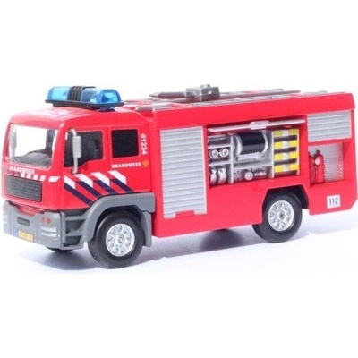 Kids Globe Hasičské auto s nádrží, stříkačkou a majáky se sirénou 13x5x5 cm 12269D