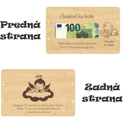 Dřevěná obálka na peníze pro kluka - Svátost ke křtu