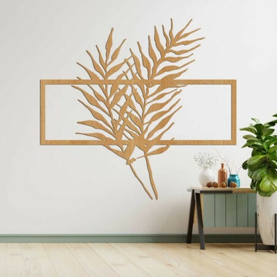 Dřevěný obraz s minimalistickými listy v rámu - PAPRADE 3920 HDF0303