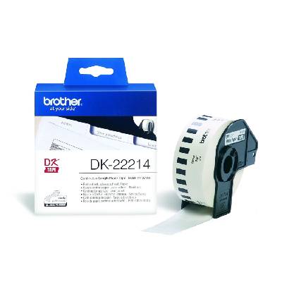 DK-22214 White Continuous Length Paper Tape 12mm x 30.48m, Black on White (DK22214)