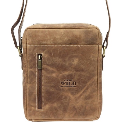 Always Wild Středně velká kožená Crossbody taška 6-MH hnědá