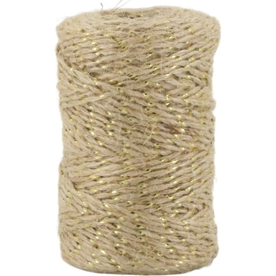 Chic Antique Jutový provázek 50 m – Cream / Gold thread, krémová barva