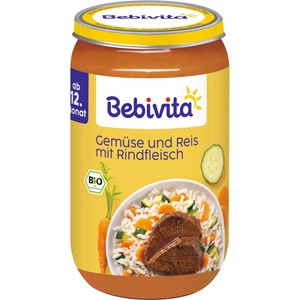 Bebivita Био ястие Bebivita - Телешко с ориз и зеленчуци, 250 g (16210-01) - ozone