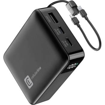 Cellularline Външна батерия 10000 mAh LCD 20W с вграден USB-C кабел 15428