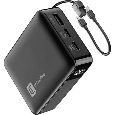 Cellularline Външна батерия 10000 mAh LCD 20W с вграден USB-C кабел 15428