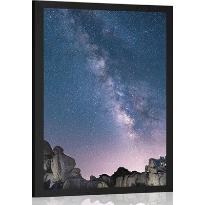 Plakát hvězdná obloha nad skalami - 40x60 black