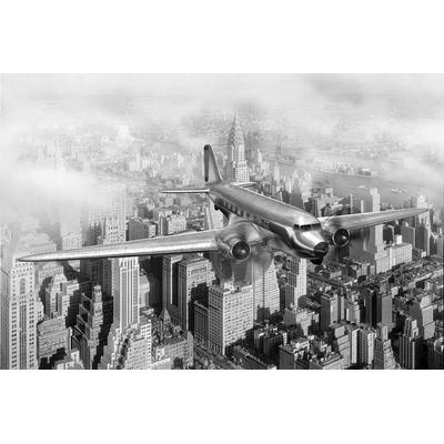 037 Samolepící fototapeta na podlahu - Letadlo nad New Yorkem, 255 x 170 cm