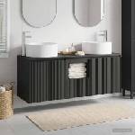 vidaXL Комплект шкафове за баня 3 бр. Черно 49, 5 x 44, 5 x 65, 5 см (3405738)