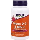 Vitamíny a minerály Now Mega D-3 & MK-7 5000 IU & 180 μg 60 kapsúl