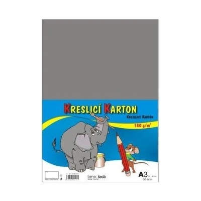Karton barevný kreslicí A3 420 x 297 mm 50 listů/180g šedý