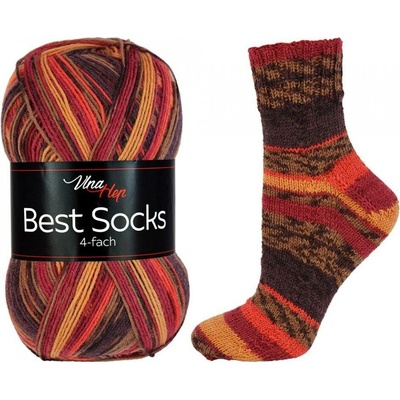 Vlna - Hep příze Best Socks 7316 hnědá, oranžová, bordo