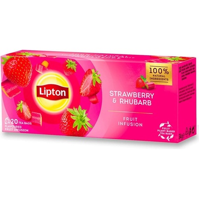 Lipton Fruit Infusion ovocný čaj jahody a rebarbora 20 x 1,6 g