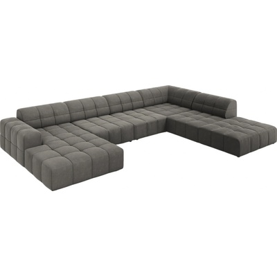 Cosmopolitan Design Šedá sametová rohová do "U" Chicago 364 cm pravá