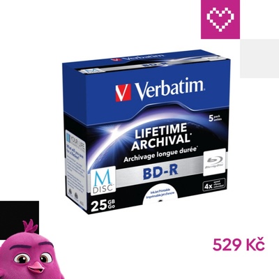 Verbatim BD-R 25GB 4x, M-Disc, Single layer, printable, jewel, 5ks (43823) – Zboží Živě