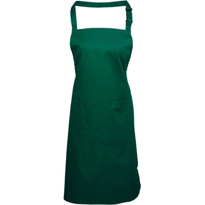 Premier Workwear Kuchyňská zástěra s laclem a kapsou Lahvově zelená