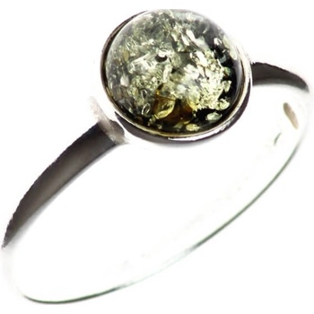 Reblan Strieborný prsteň so zeleným jantárom LAKE REPR071