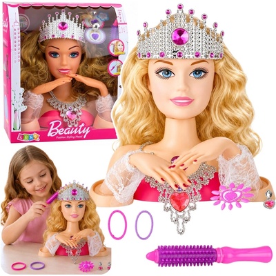 LEAN TOYS Stylingová hlava bábiky s príslušenstvom