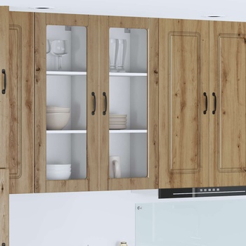 vidaXL Стенен стъклен шкаф PORTO Дъб 40 x 31 x 100 см Инженерно дърво (885454)
