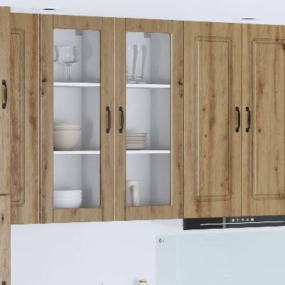 vidaXL Стенен стъклен шкаф PORTO Дъб 40 x 31 x 100 см Инженерно дърво (885454)