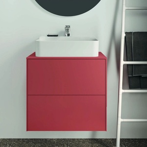 Ideal Standard Atelier Conca червено-оранжев матов стенен шкаф с 2 чекмеджета и плот с централен изрез 60 см (T3940Y3)