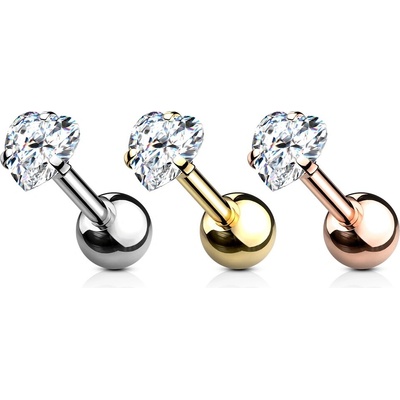 Šperky4U Cartilage piercing do ucha srdíčko CP1075-GDC