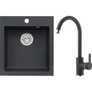 Alveus seta737 - Кухненска мивка cortina + кухненски смесител tonia гранит/черен (av0142)